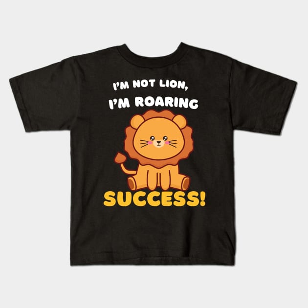 Kawaii Lion Animal Pun Kids T-Shirt by zachlart